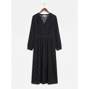 Ann Taylor LOFT Black & White Polka Dot V-Neck Button Front Maxi Dress